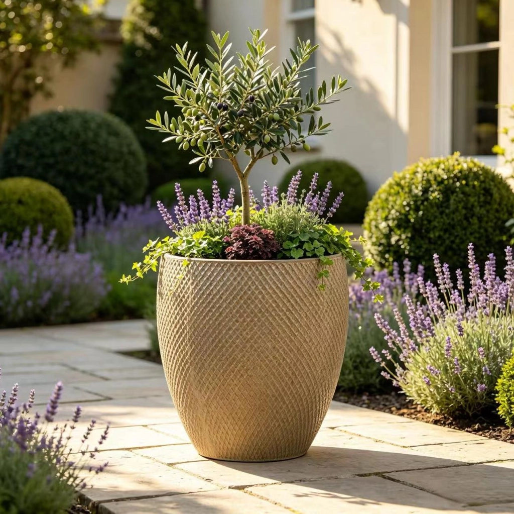 VASO Ø46 CM H 53 CM IN CERAMICA BEIGE