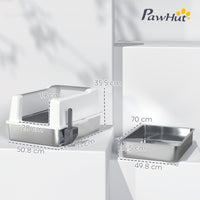 Lettiera per Gatti con Pareti Rialzate 71x50,8x35,5 cm Vassoio in Acciaio Bianco