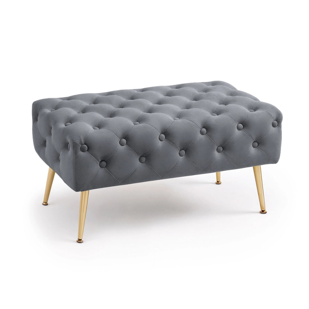 Panca imbottita in velluto trapuntato 80 cm MADRID Grigio Scuro