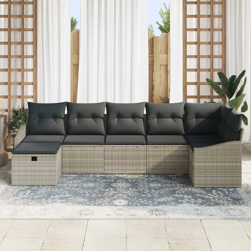 Set di divani con cuscino Grigio chiaro polyrattan 3359301