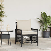 Sedia da giardino con cuscini Nera 60x70x78 cm in Polirattan