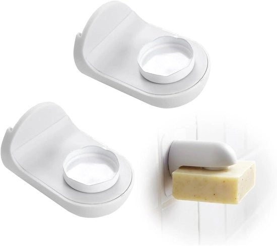 Set di 2 Ospiti per Sapone Bianco - Nessuna Foratura Richiesta - Ospite per Sapone Magnetico - Cucina e Bagno - Spaziale - Installazione Facile