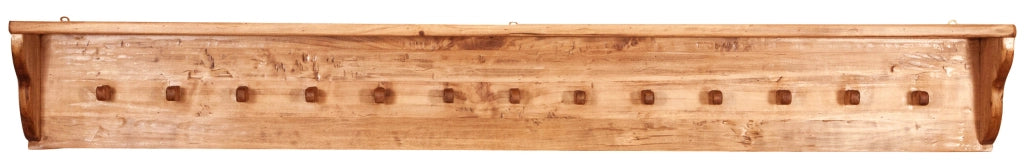 Biscottini Attaccapanni a mensola in legno massello di tiglio finitura naturale L200xPR22xH27 cm. Made in Italy