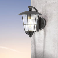 Applique Esterno Classica Pulfero Metallo Nero Policarbonato Trasp E27