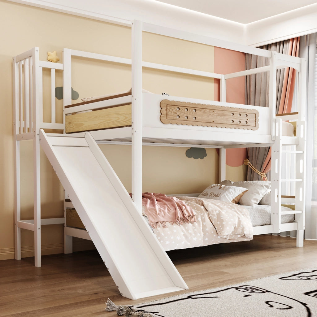 Letto a castello funzione scivolo legno 90x200 cm