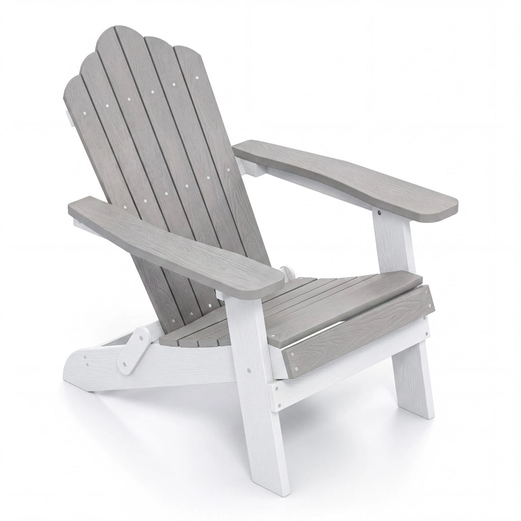 Sedia adirondack pieghevole in acciaio inossidabile per giardino, Sedia da patio in hips con braccioli larghi Grigio