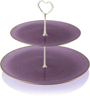 Piattaforma per torte a due livelli con sostegno - vetro - trasparente - oro - nero - due livelli - altezza 40 cm - diametro 40 cm - 6 posizioni per piatti