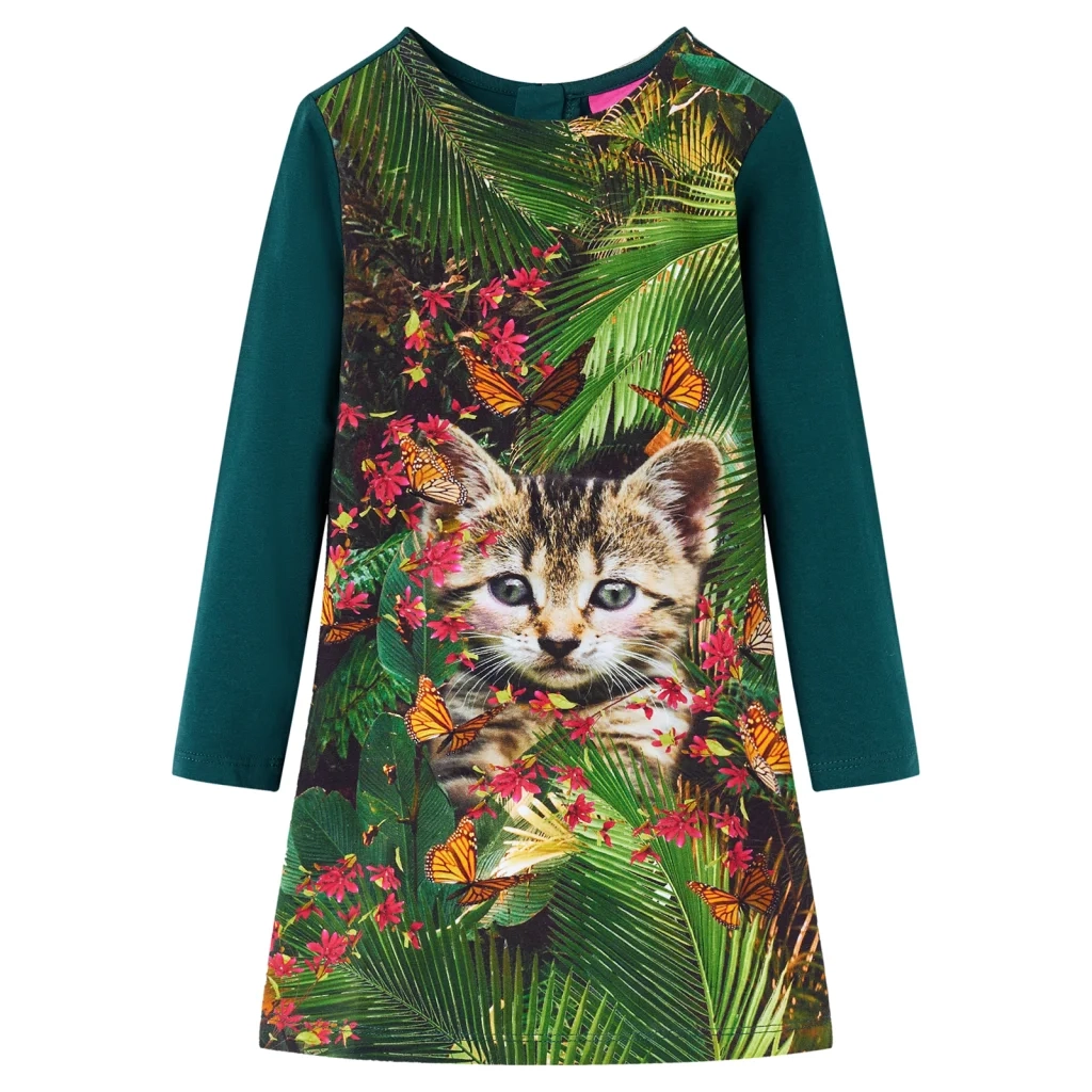 Abito da Bambina a Maniche Lunghe Verde Scuro 104cod mxl 84262