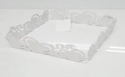 Portatovaglioli da Tavola in metallo cuori bianco home 19 x 19 cm