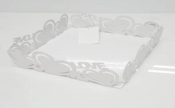 Portatovaglioli da Tavola in metallo cuori bianco home 19 x 19 cm