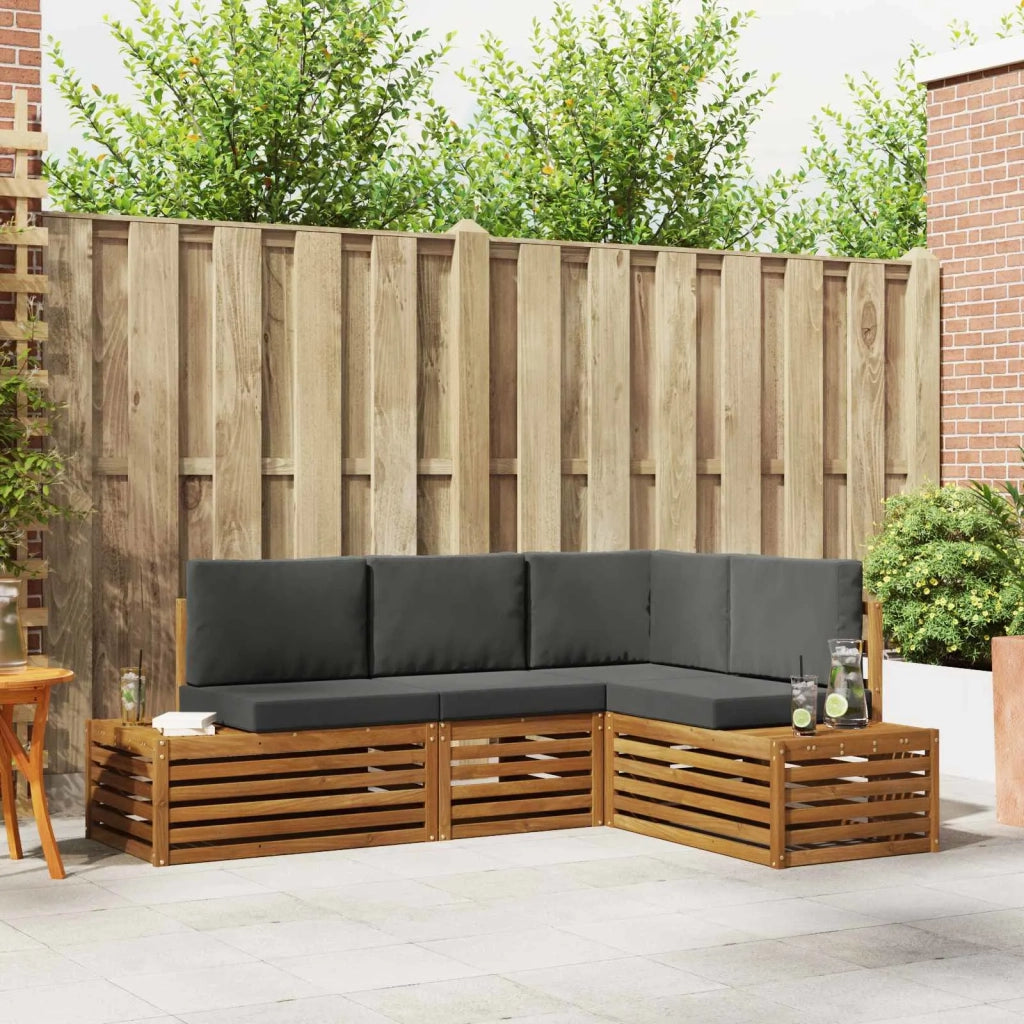 Set di divani da esterno-Sofa da giardino 4 Pezzo Naturale e Antracite 489712