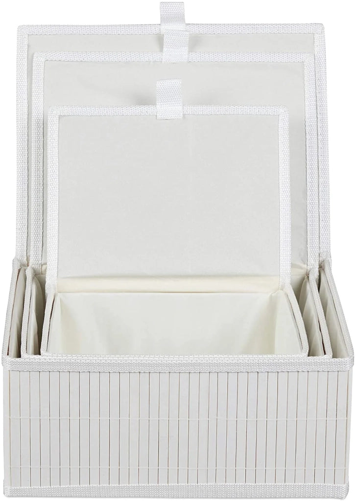 Set di 3 cestini portaoggetti/cestini decorativi in ​​bambù bianco 13_0002491