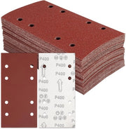 Set di carta abrasiva 50 fogli - carta abrasiva 400 - carta abrasiva 93 x 230 mm - carta abrasiva con 8 fori - Qualità professionale - Materiale duraturo - set di lastre abrasive