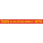 TARGA SEGNALETICA COVID ADESIVA TENERSI A DISTANZA  VINILE CM 100X7