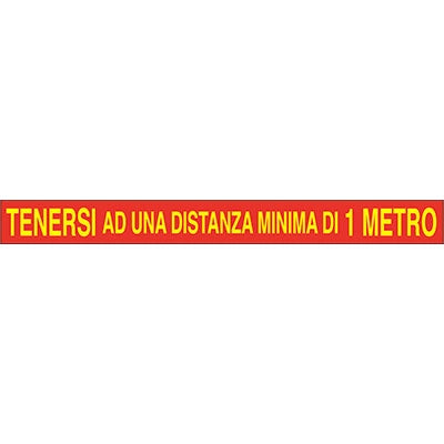 TARGA SEGNALETICA COVID ADESIVA TENERSI A DISTANZA  VINILE CM 100X7