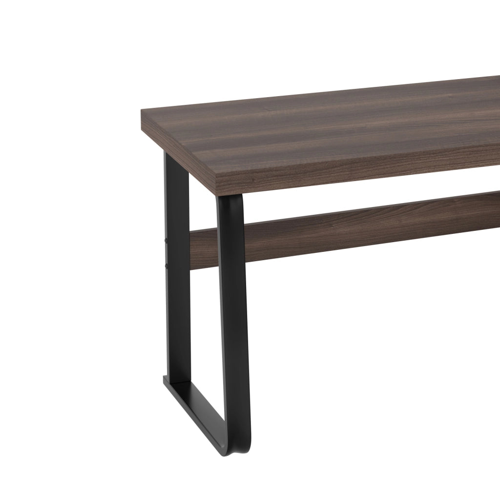 Scrivania marrone 135 x 54 cm in MDF e metallo con cassetto e vani