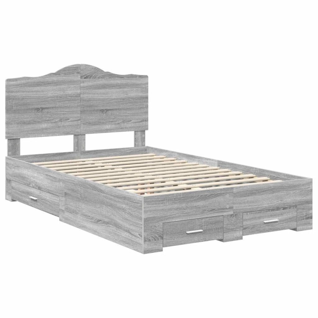 Struttura del letto con testiera Grigio Sonoma 135 x 190 cm 3413617