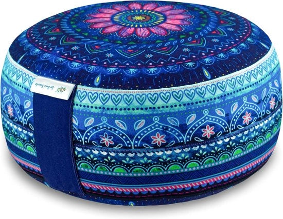 Cuscino per meditazione - cuscino per yoga - cuscino per pavimento - altezza seduta ideale 15 cm - cuscino interno con imbottitura di pelliccia regolabile - certificato GOTS - copertura di cotone