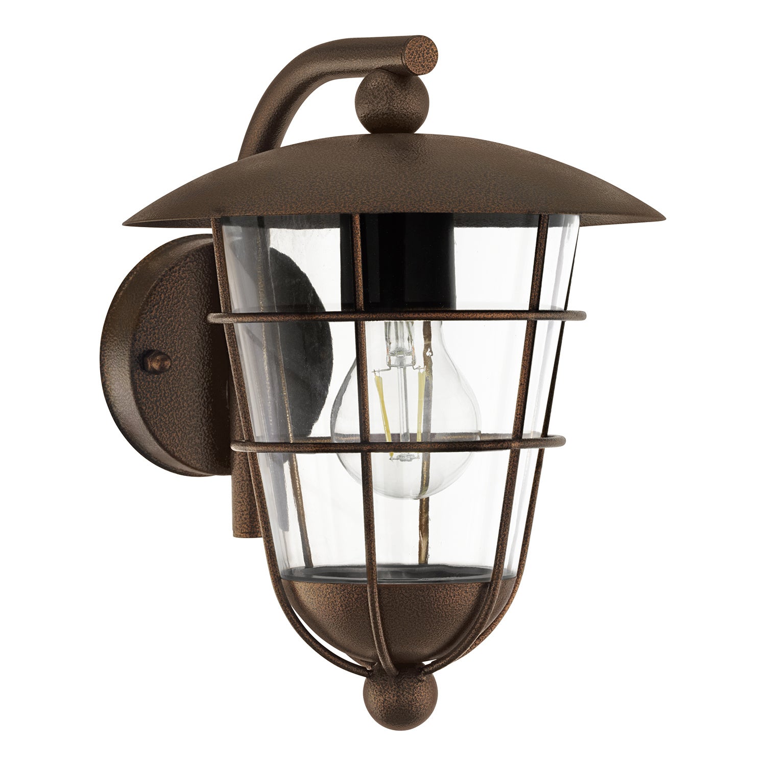 Applique Esterno Classica Pulfero 1 Metallo Marrone Policarbonato Trasp E27