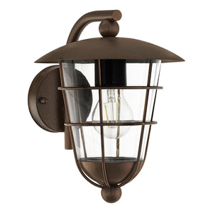 Applique Esterno Classica Pulfero 1 Metallo Marrone Policarbonato Trasp E27