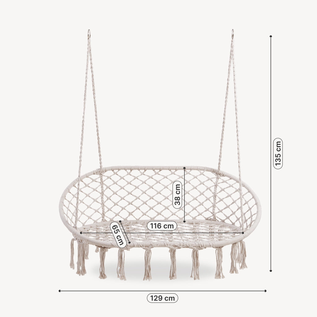 Panca Sospesa Kailua Altalena per 2 Persone 135 x 129 x 65 cm - Bianco Crema casa.pro