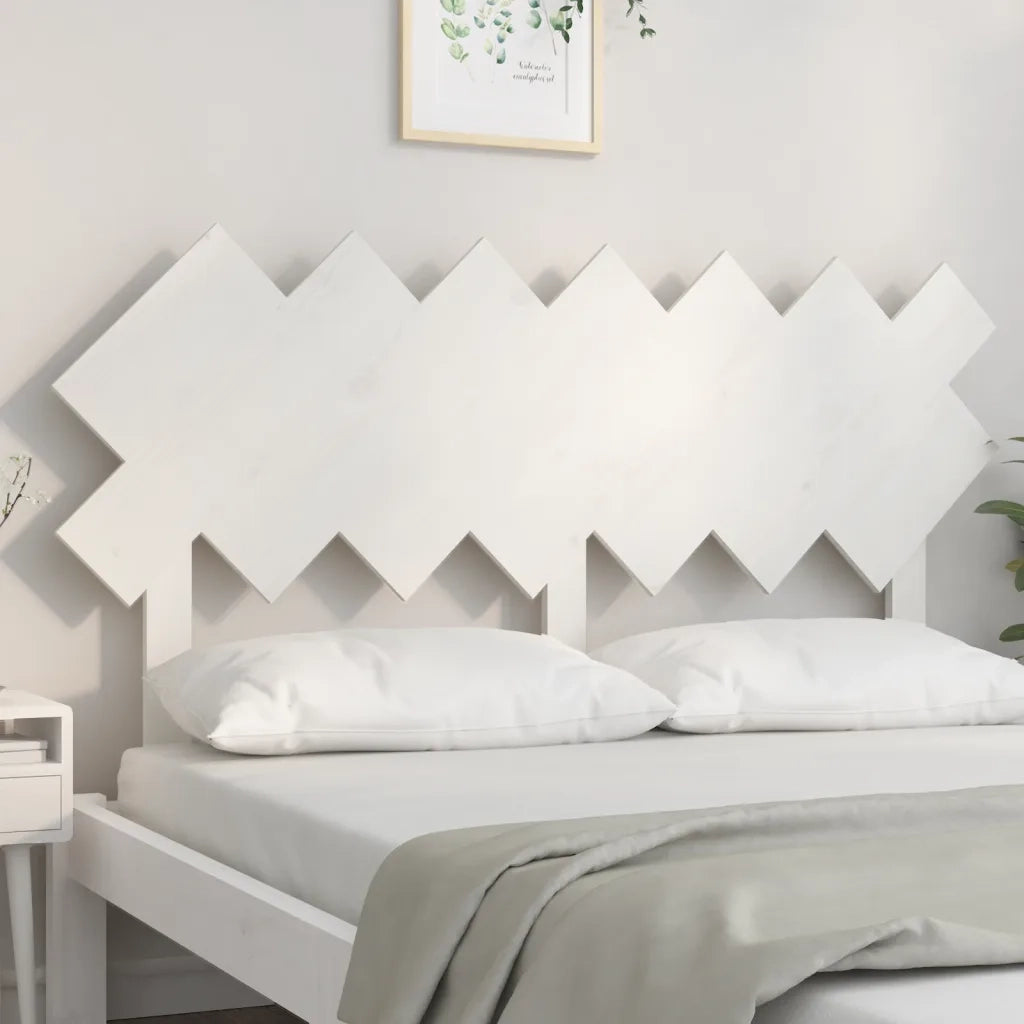 Testiera | Testata per Letto Bianca 141x3x80,5 cm Legno Massello di Pino