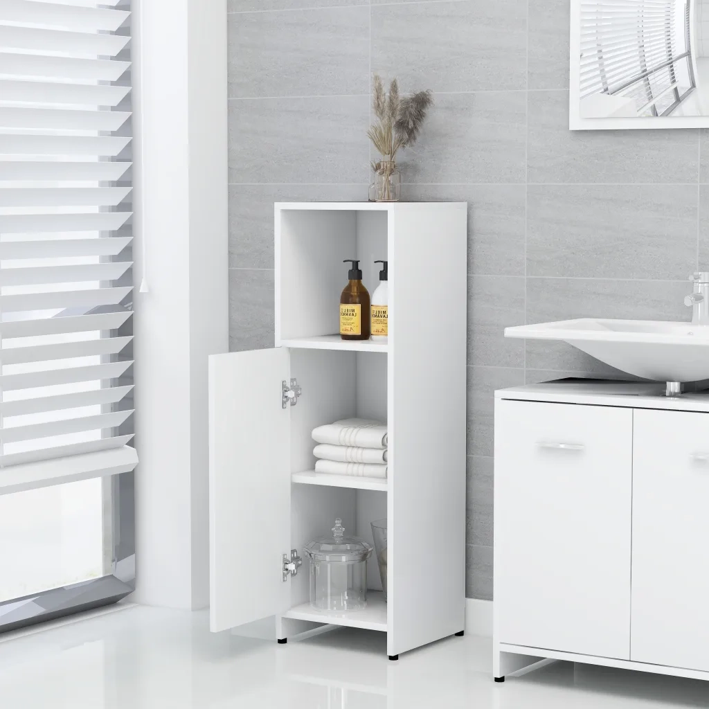 Set Mobili da Bagno | Armadio da bagno 4 pz Bianco in Legno Multistrato