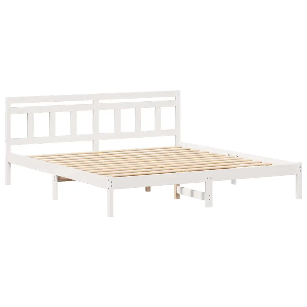 Struttura del letto Bianco 200 x 200 cm Pino massello 872360