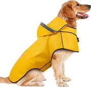 Impermeabile Cappuccio per Cani con Strisce Riflettenti - Giacca Regolabile per Cani di Grande, Media e Piccola Taglia