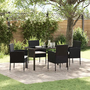 Set da Pranzo per Giardino con cuscino 5 pcs Nero polyrattan 3379921
