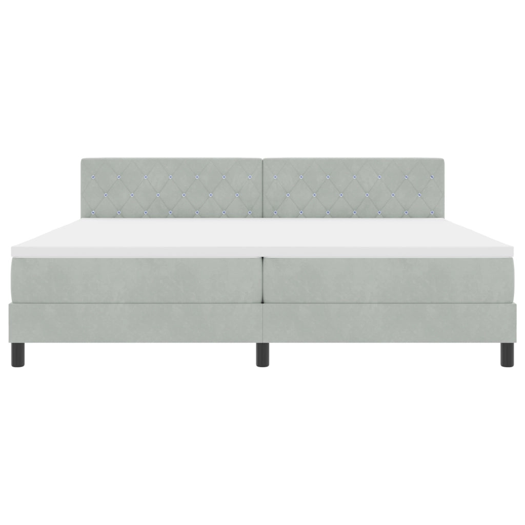 Letto Box Spring  con Materasso Grigio Chiaro 200x200 cm Velluto