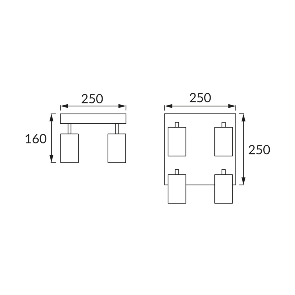 Plafoniera loft nera quadrata Struhm Manam 4xGU10 35W