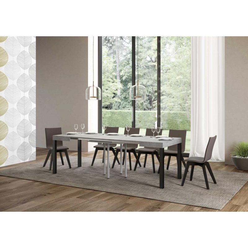 Tavolo allungabile 90x90/246 cm Everyday telaio Antracite - Cemento