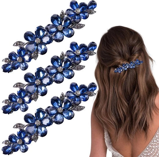 Lussose spille per capelli a tema fiorale, con cristalli Swarovski, perle e piume. Accessori per capelli per donne, spille per capelli moda.