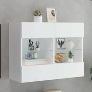 Mobile TV a Parete con Luci LED-Mobile TV a Muro Bianco 78,5x30x60,5 cm
