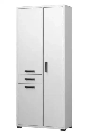 Armadio 3 ante più cassetto bianco cemento già montato L75.3 H175 P33