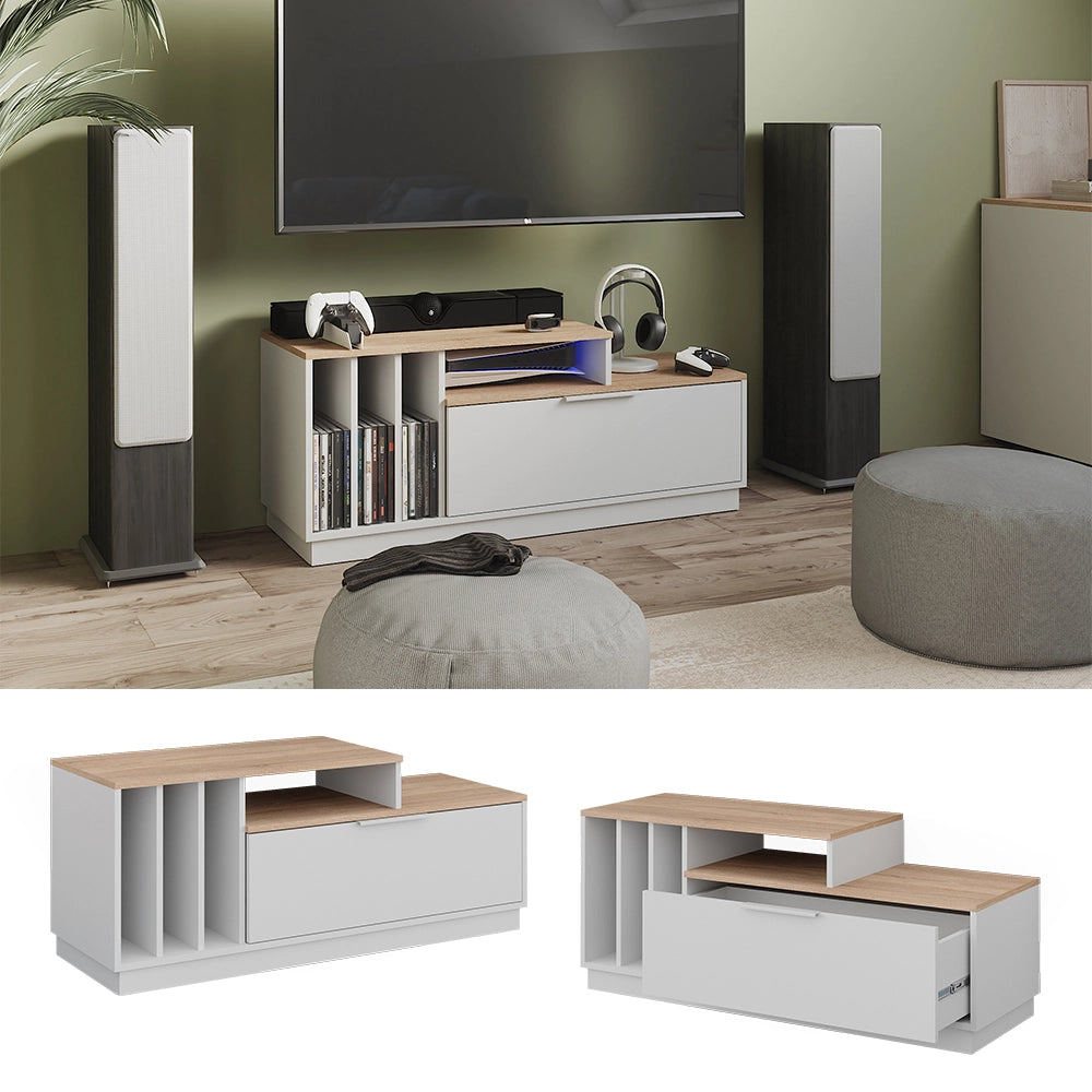 Mobile TV Betti Bianco/Sonoma 120 x 49.9 cm con 1 porta Vicco