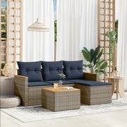 Set Divani da Giardino 5 pz con Cuscini Grigio in Polyrattan 3225914