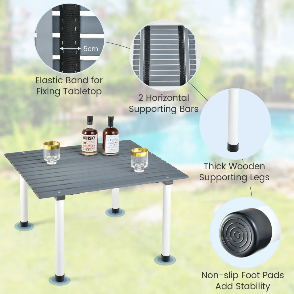 Folding Outdoor Camping Table with Carrying Bag for Picnics and Party-Gray