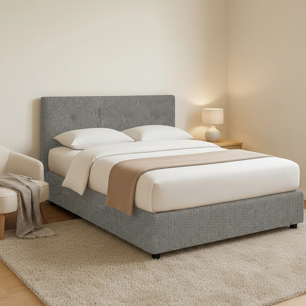 Luton, Letto Piazza e Mezza Sfoderabile Made in Italy, Grigio Cenere