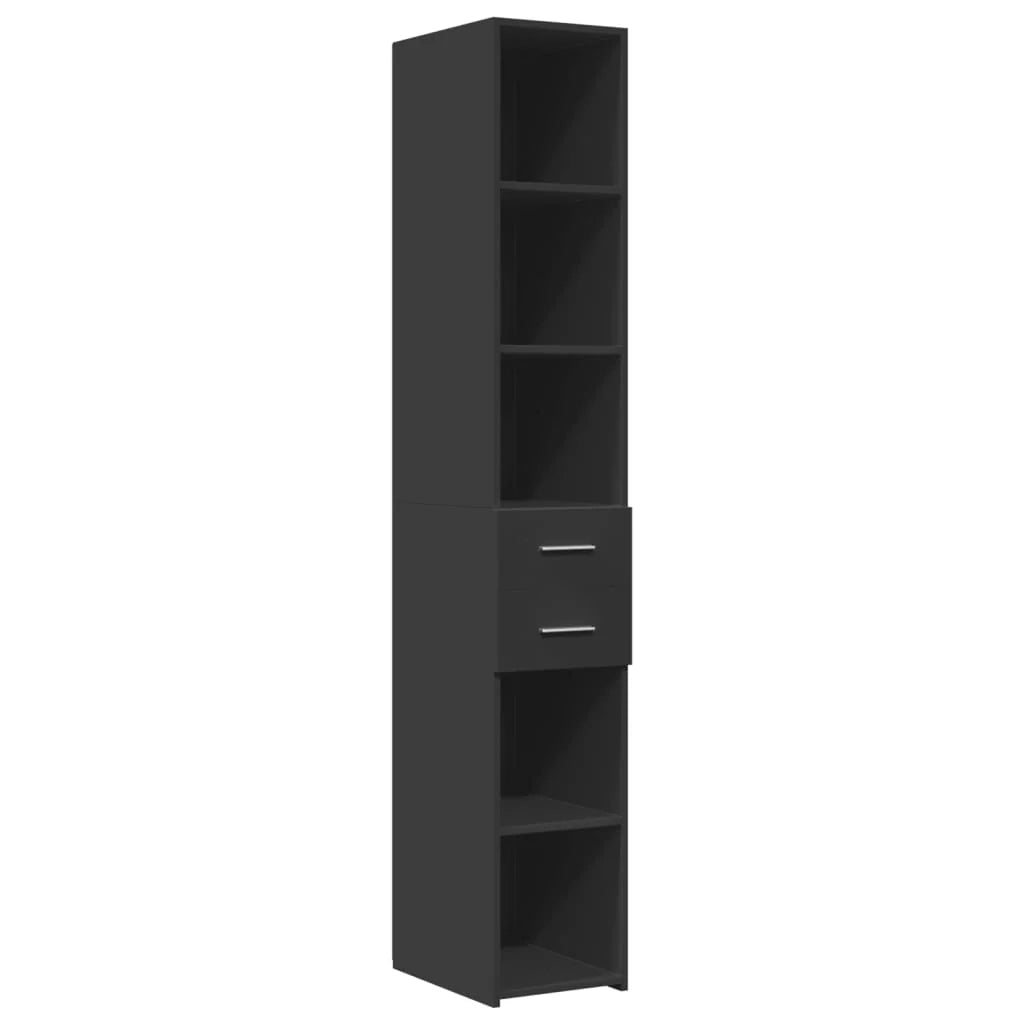Mobile contenitore sottile 30 x 42,5 x 225 cm con molteplici scomparti design moderno in legno composito nero 02_0055553