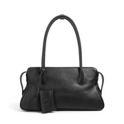 Borsa a tracolla da donna in vera pelle, modello tote o hobo, nera.