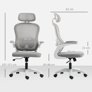 SEDIA UFFICIO ergonomica con schienale in rete grigio, braccioli ribaltabili