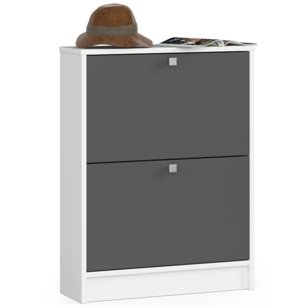 Scarpiera AKORD Bianco 60 cm 2 ante inserto frontale Grigio Grafite 60x20x80 cm