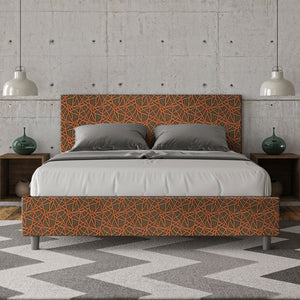 Letto Matrimoniale 160x190 cm con Rete e Contenitore Adele Era 04 Arancione