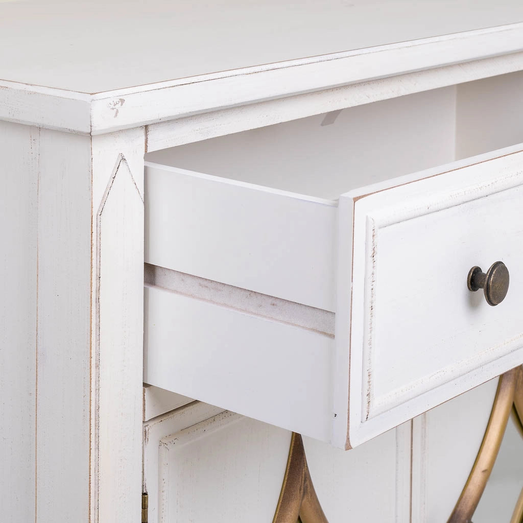 Credenza in legno bianco 140x38x80h
