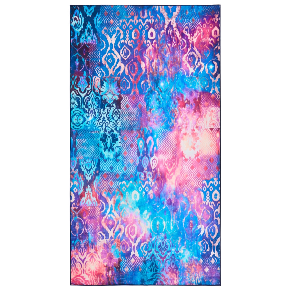 Tappeto multicolore in poliestere 80 x 150 cm tessuto a trama piatta stile orientale boho con vivaci motivi stampati