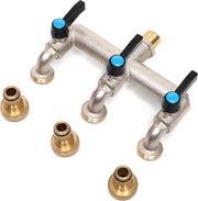 Valvola di scarico 3/4 pollici a 3 vie, maniglia estensibile (metallica), distributore d'acqua in ottone con tubo da giardino 3/4 pollici BSP, connessione valvola, valvola a 3 vie per lavatrice, vasca di scarico