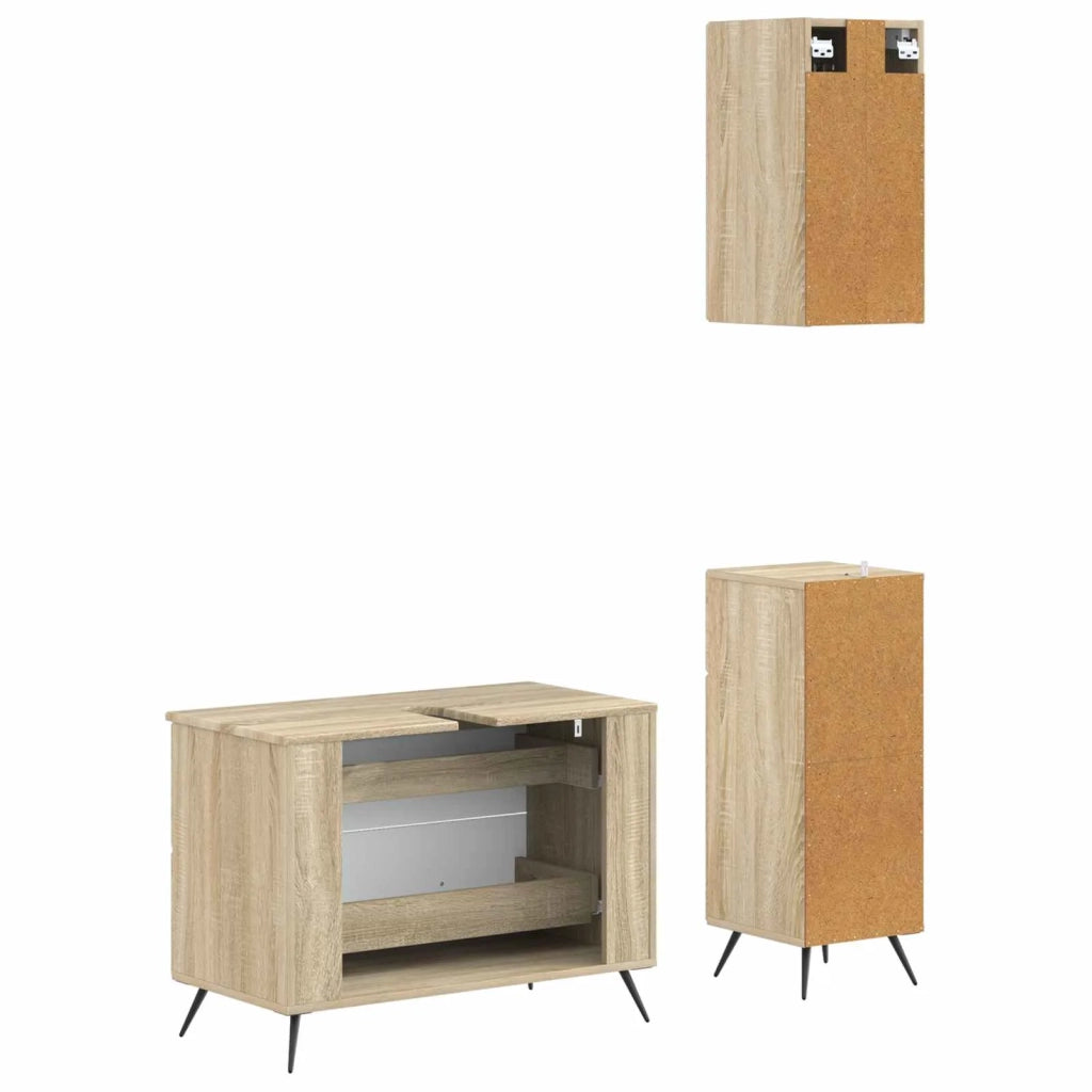 Set di armadietti da bagno in 3 pezzi BREDA Rovere Sonoma 3417803