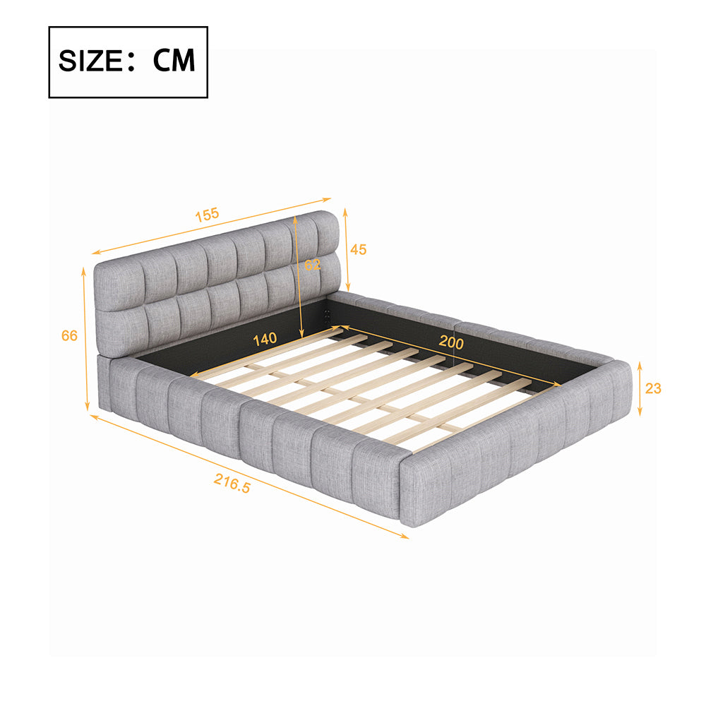 Letto singolo per bambini - Xylo - 140x200 cm - Grigio - Dorso imbottito